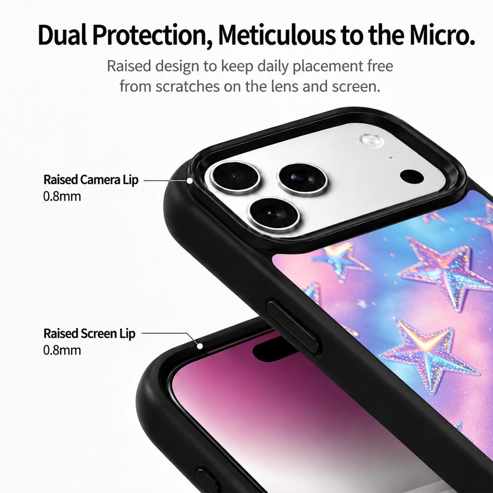 Compatible with iPhone 18 Pro Max & 17 Pro Max Colorful Painting PC Silicone Magnetic Phone Case - Starry Snow Island