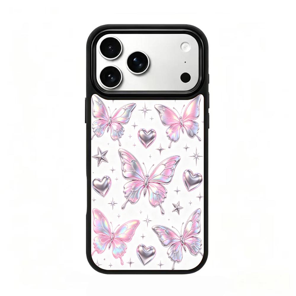Compatible with iPhone 18 Pro Max & 17 Pro Max Colorful Painting PC Silicone Magnetic Phone Case - Fog Rainbow Butterfly