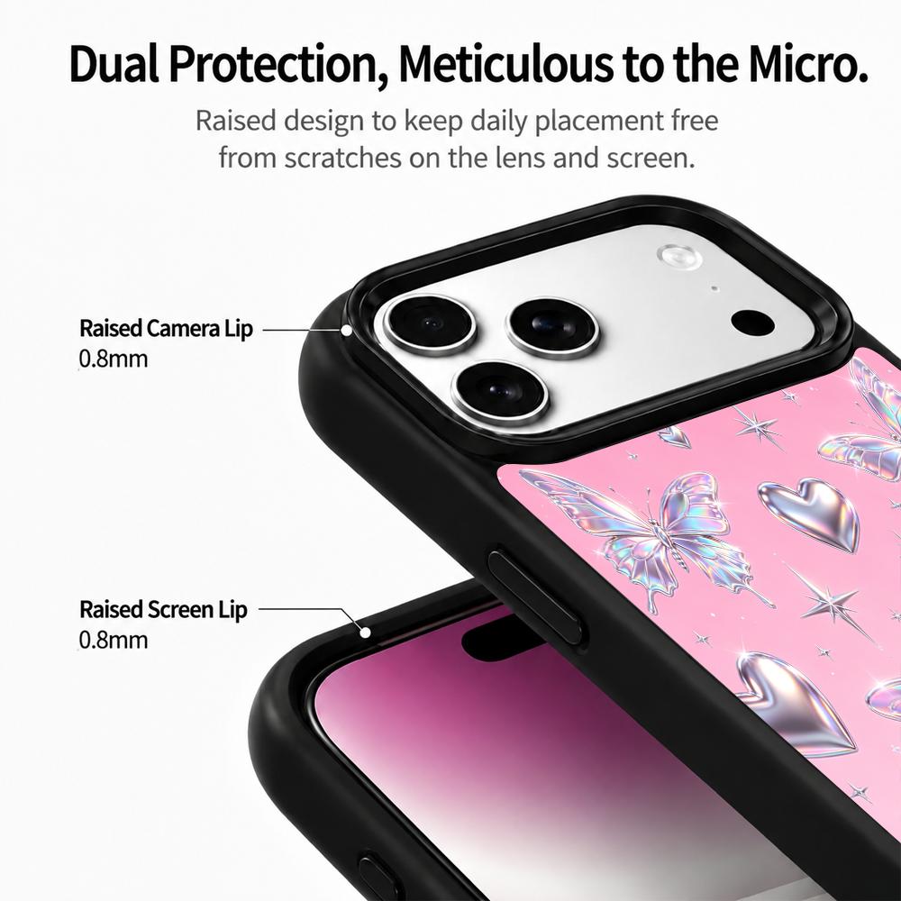 Compatible with iPhone 18 Pro Max & 17 Pro Max Colorful Painting PC Silicone Magnetic Phone Case - Foundation Star Butterfly