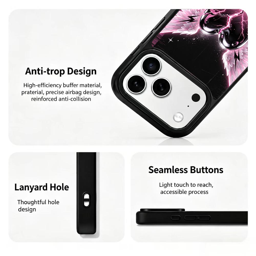 Compatible with iPhone 18 Pro Max & 17 Pro Max Colorful Painting PC Silicone Magnetic Phone Case - Wing Crack Heart