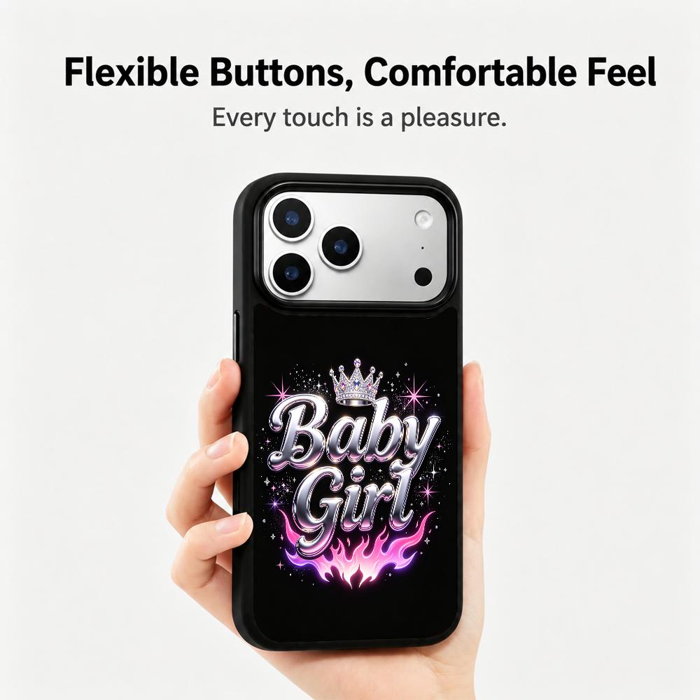 Compatible with iPhone 18 Pro & 17 Pro Colorful Painting PC Silicone Magnetic Phone Case - Baby Girl Metal Letters