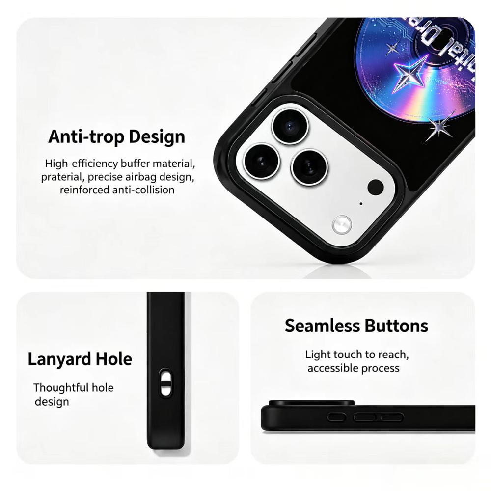 Compatible with iPhone 18 Pro & 17 Pro Colorful Painting PC Silicone Magnetic Phone Case - DigitalDream Laser CD