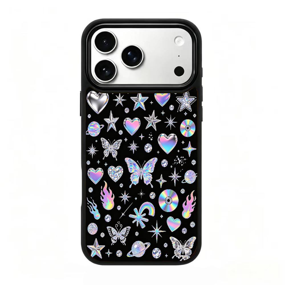 Compatible with iPhone 18 Pro Max & 17 Pro Max Colorful Painting PC Silicone Magnetic Phone Case - Holographic Iridescence
