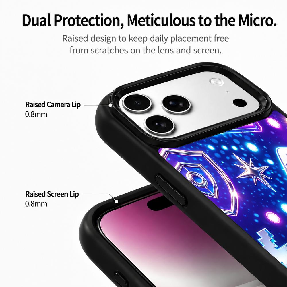 Compatible with iPhone 18 Pro & 17 Pro Colorful Painting PC Silicone Magnetic Phone Case - Millennium Retro Machine Neon Closeup