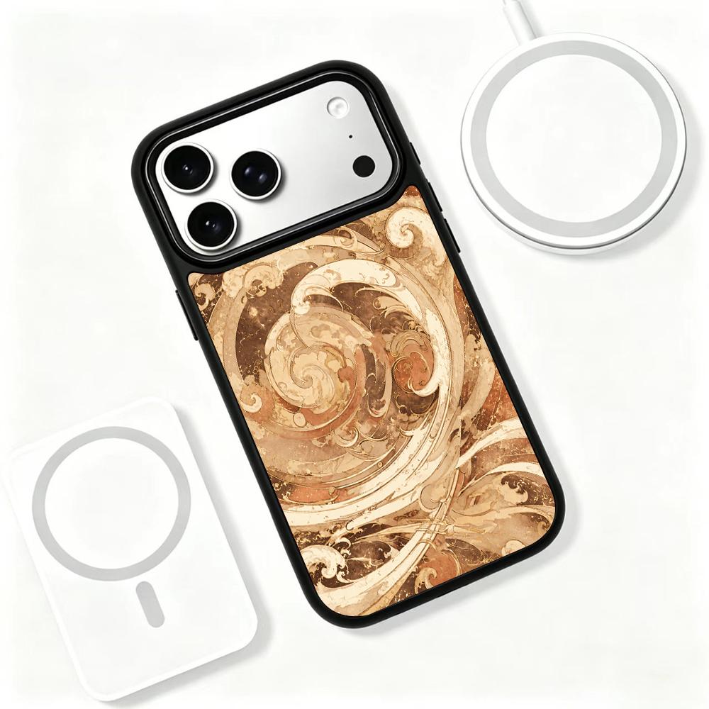 Compatible with iPhone 18 Pro & 17 Pro Earth Series PC Silicone Magnetic Phone Case - Earth Wave Pattern