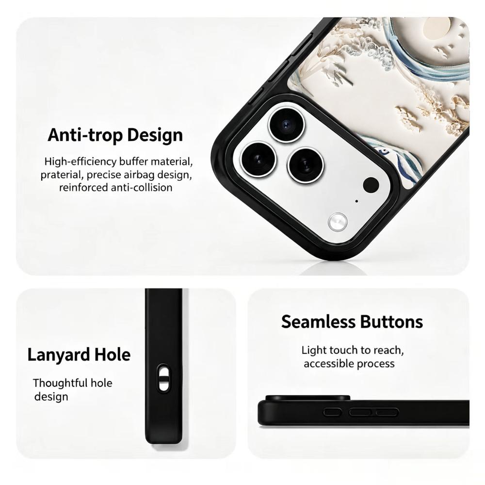 Compatible with iPhone 18 Pro Max & 17 Pro Max Water Series PC Silicone Magnetic Phone Case - Water Mountain Realm