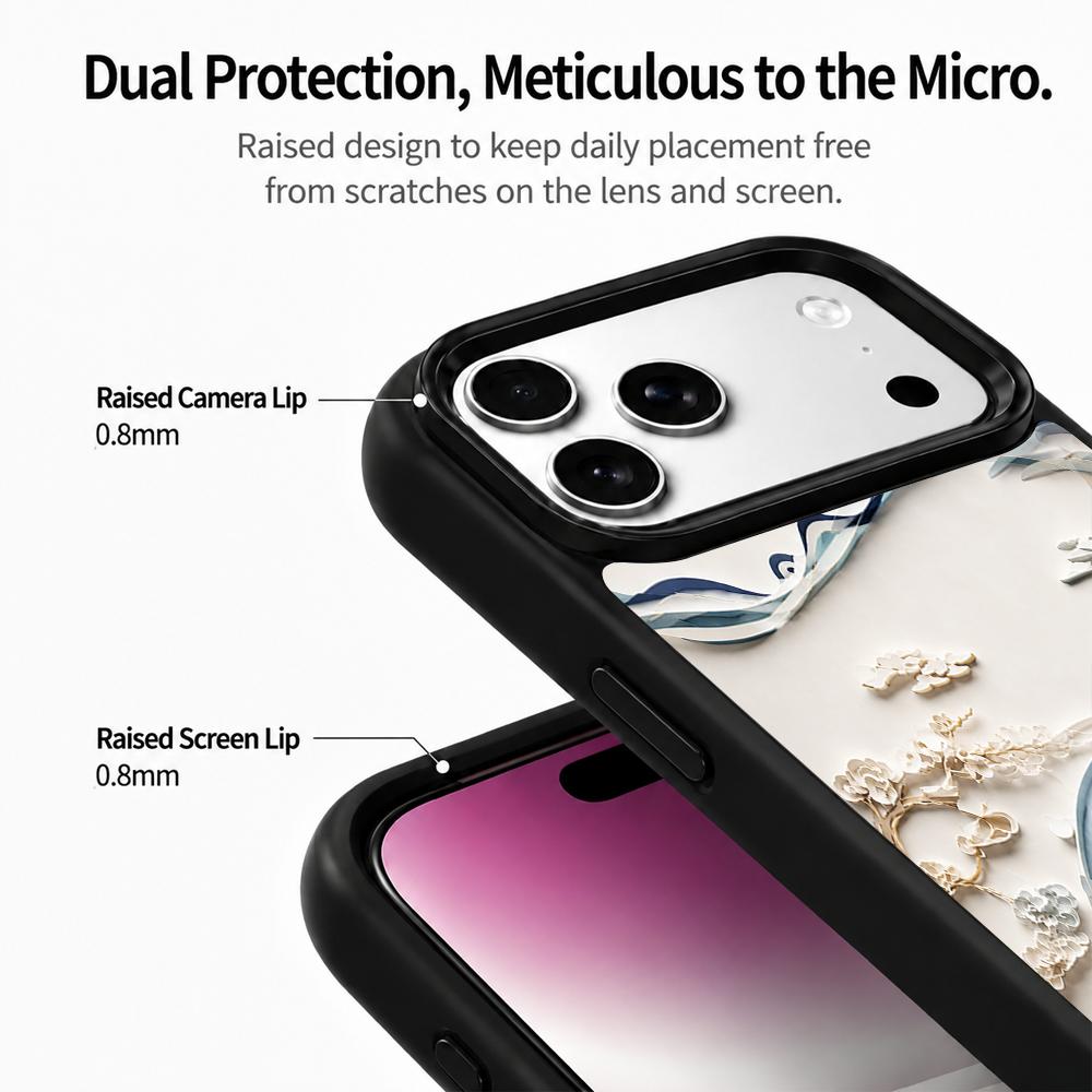 Compatible with iPhone 18 Pro Max & 17 Pro Max Water Series PC Silicone Magnetic Phone Case - Water Mountain Realm