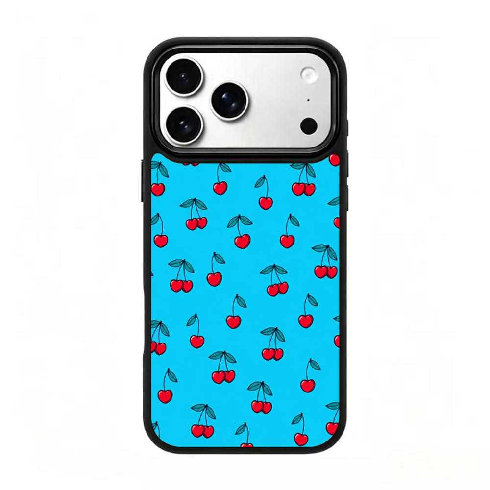 Compatible with iPhone 18 Pro Max & 17 Pro Max Water Series PC Silicone Magnetic Phone Case - Aqua Cherry Tapestry