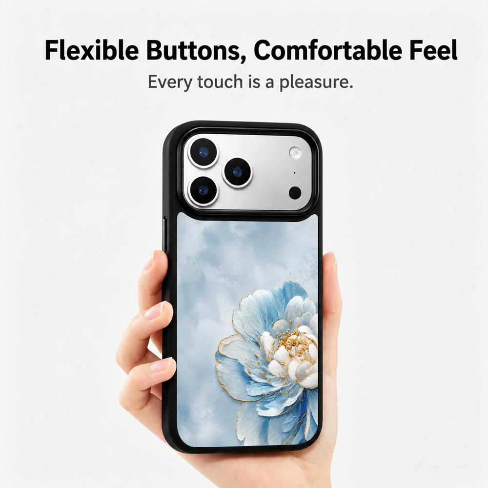 Compatible with iPhone 18 Pro & 17 Pro Water Series PC Silicone Magnetic Phone Case - Water Peony