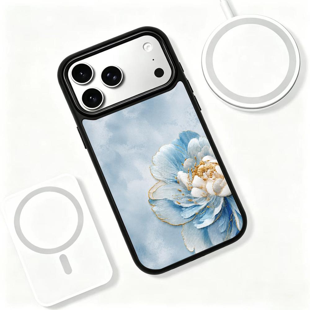 Compatible with iPhone 18 Pro & 17 Pro Water Series PC Silicone Magnetic Phone Case - Water Peony