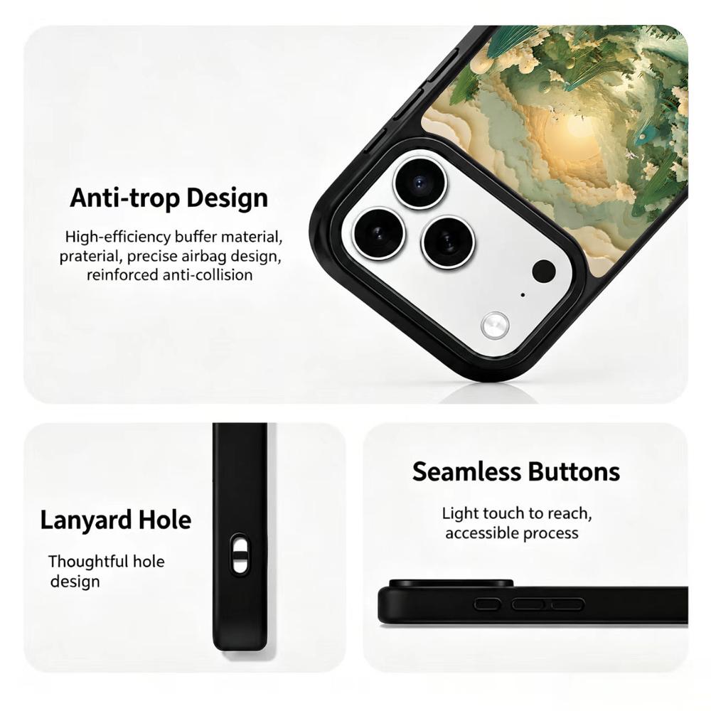 Compatible with iPhone 18 Pro Max & 17 Pro Max Wood Series PC Silicone Magnetic Phone Case - Wood Celestial Creek