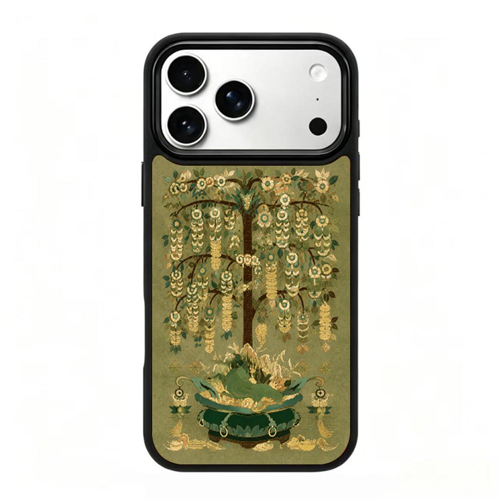 Compatible with iPhone 18 Pro Max & 17 Pro Max Wood Series PC Silicone Magnetic Phone Case - Timber Money Tree