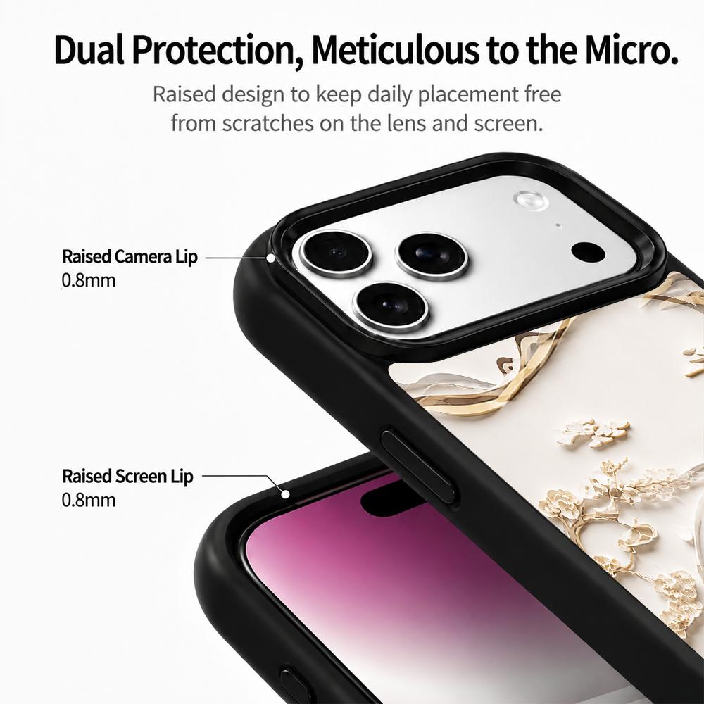 Compatible with iPhone 18 Pro & 17 Pro Gold Series PC Silicone Magnetic Phone Case - Golden Mountain Realm