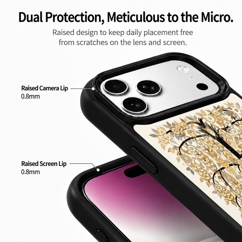 Compatible with iPhone 18 Pro & 17 Pro Gold Series PC Silicone Magnetic Phone Case - Golden Money Tree