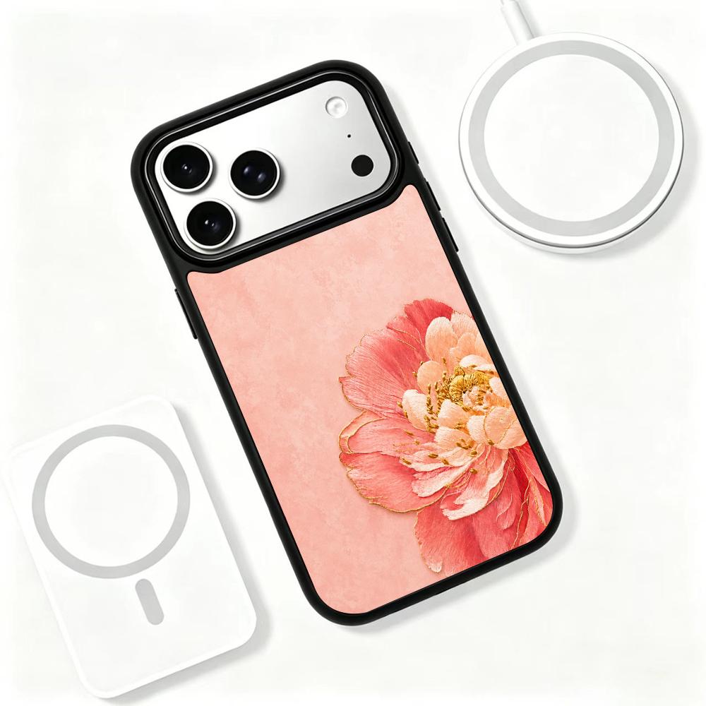 Compatible with iPhone 18 Pro Max & 17 Pro Max Fire Series PC Silicone Magnetic Phone Case - Fire Peony