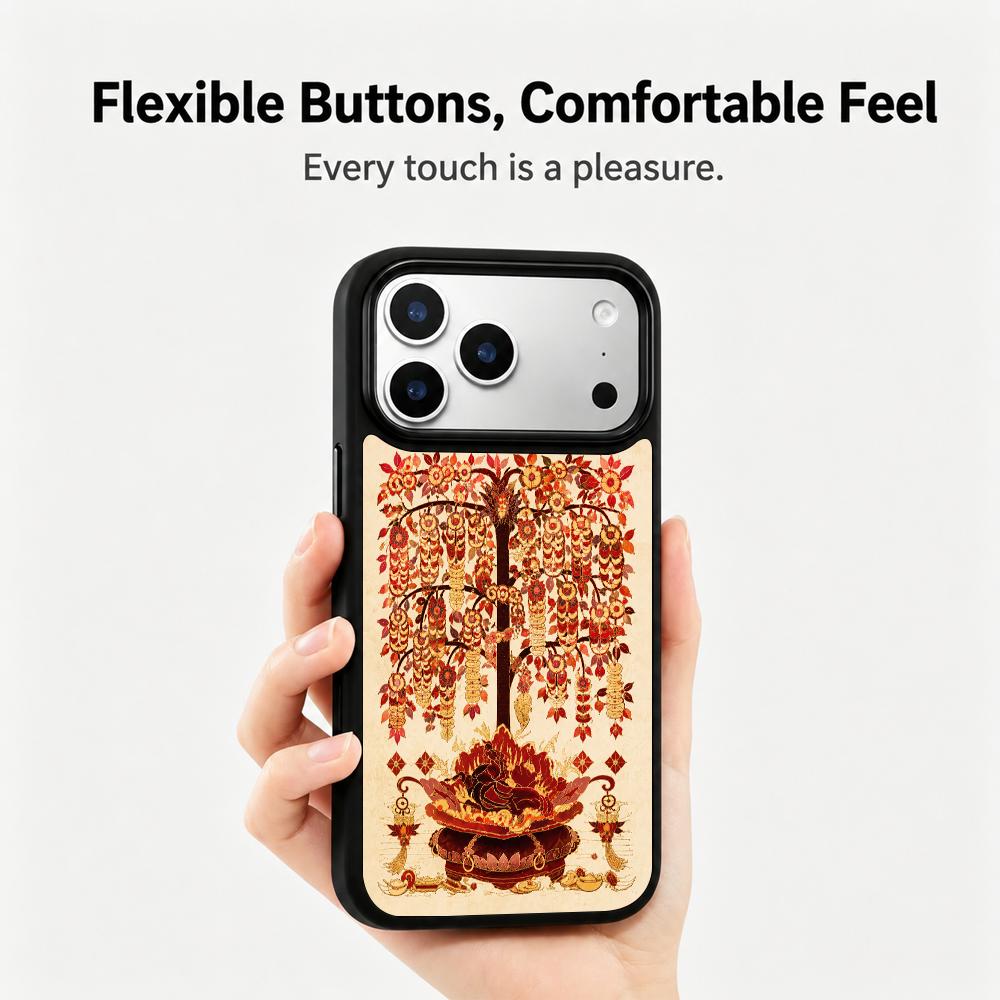 Compatible with iPhone 18 Pro Max & 17 Pro Max Fire Series PC Silicone Magnetic Phone Case - Fiery Money Tree