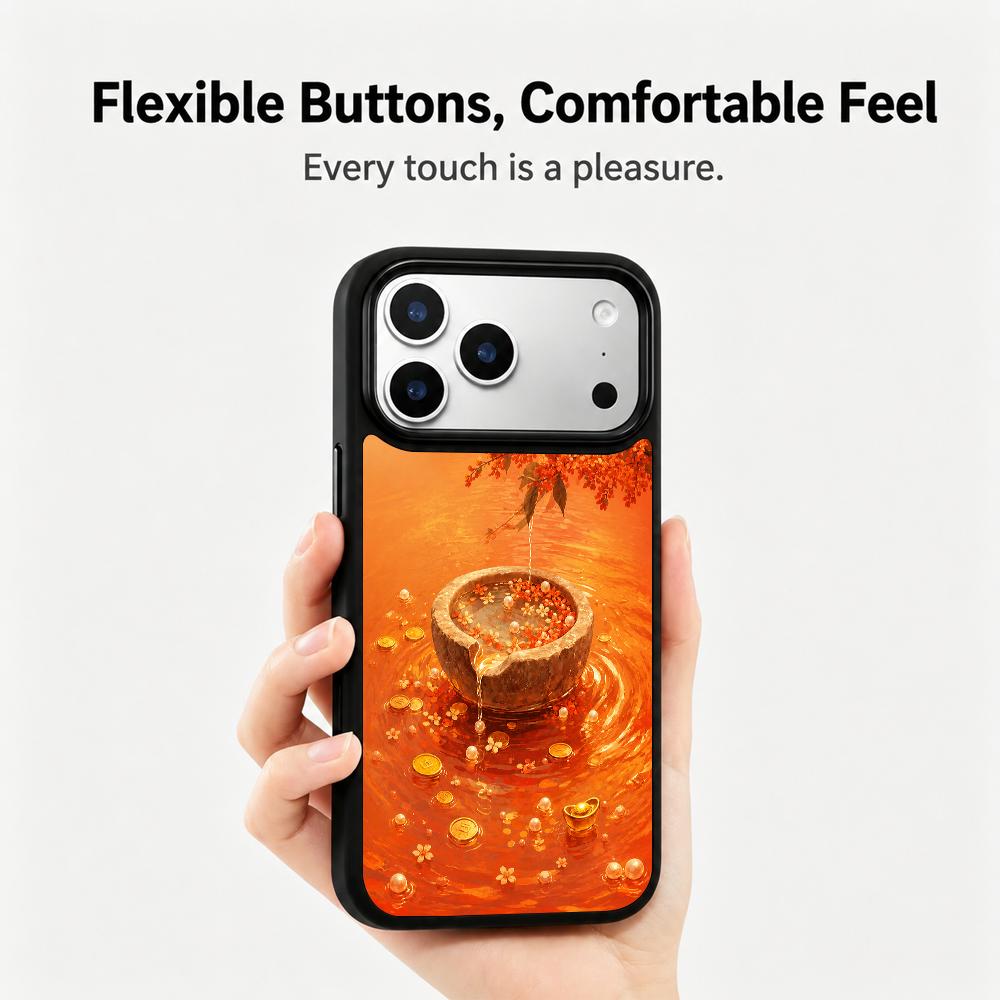 Compatible with iPhone 18 Pro & 17 Pro Fire Series PC Silicone Magnetic Phone Case - Fiery Treasure Hoard