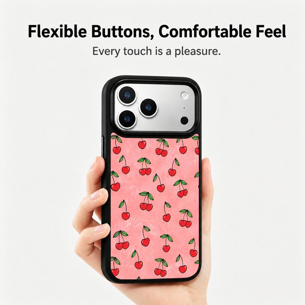 Compatible with iPhone 18 Pro & 17 Pro Fire Series PC Silicone Magnetic Phone Case - Fire Cherry Blossom