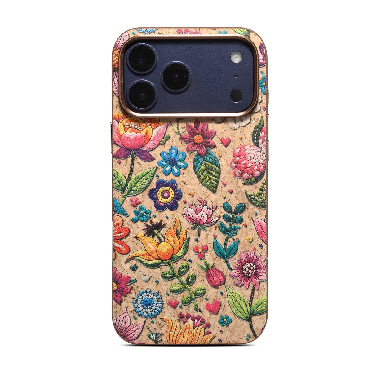 Compatible with iPhone 18 Pro Max Denior Vintage Boho Embroidery Style Magnetic Protective Phone Case - Pink