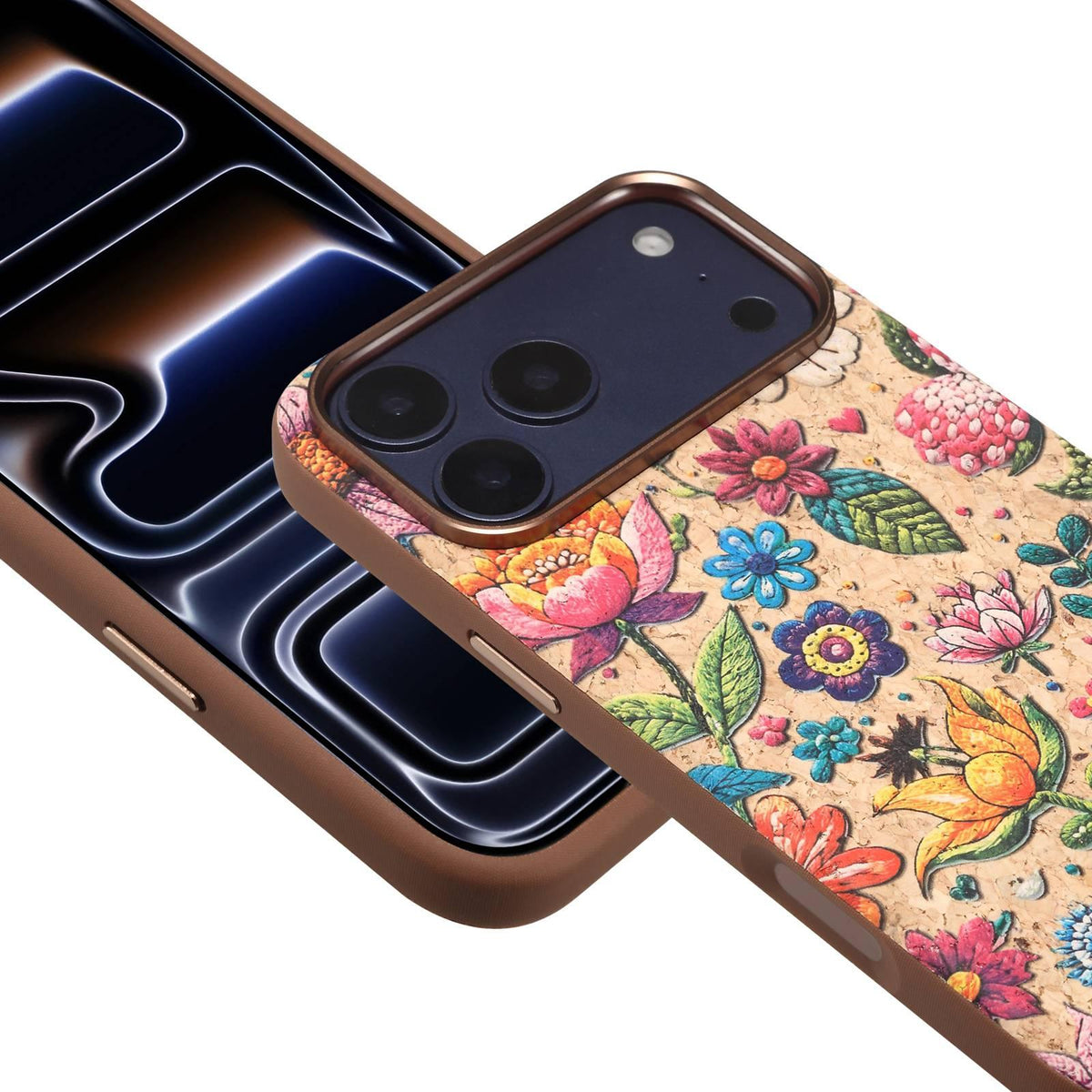 Compatible with iPhone 18 Pro Max Denior Vintage Boho Embroidery Style Magnetic Protective Phone Case - Pink
