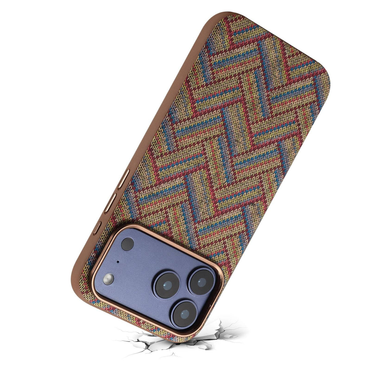 Compatible with iPhone 18 Pro Max Denior Vintage Boho Embroidery Style Magnetic Protective Phone Case - Khaki