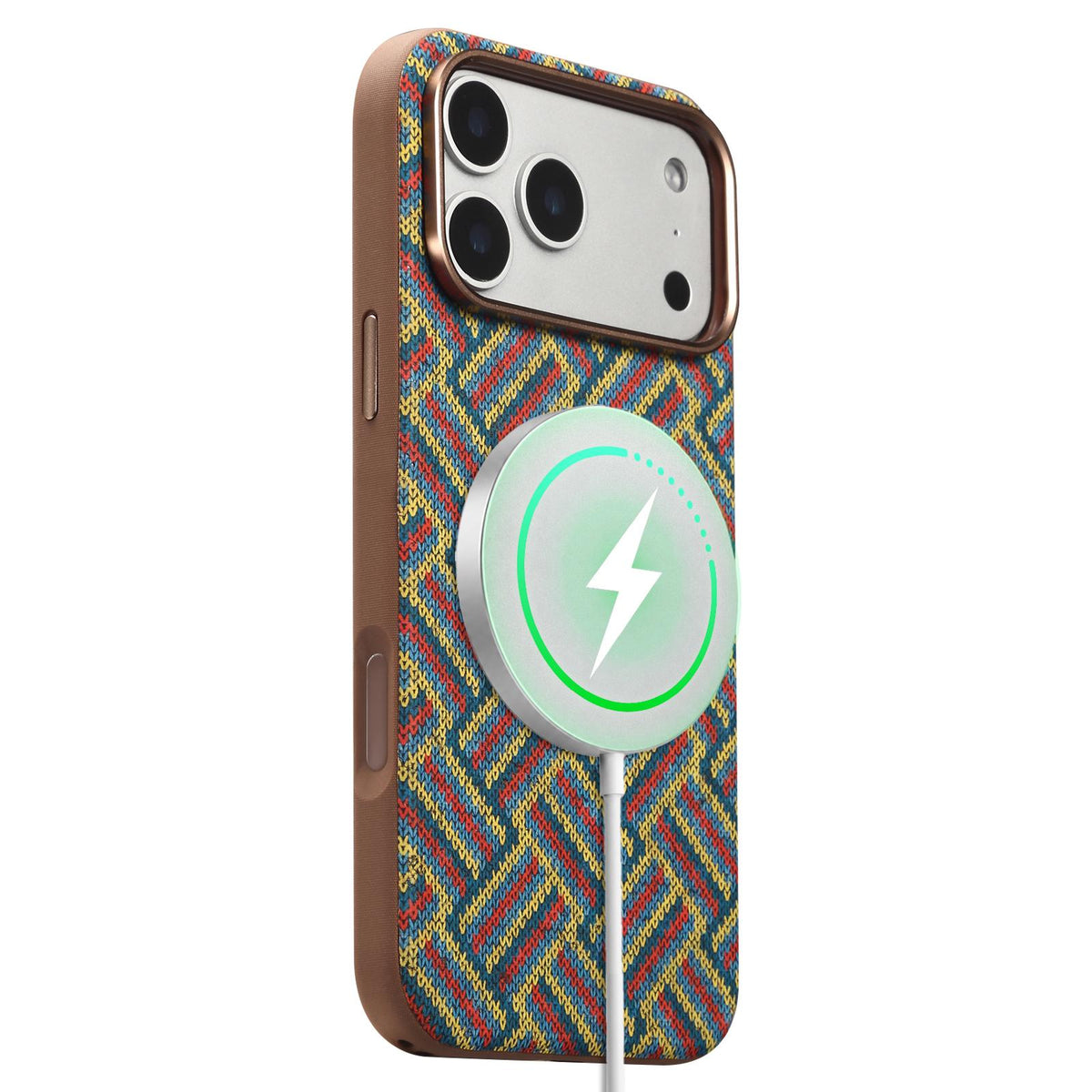 Compatible with iPhone 18 Pro Max Denior Vintage Boho Embroidery Style Magnetic Protective Phone Case - Green