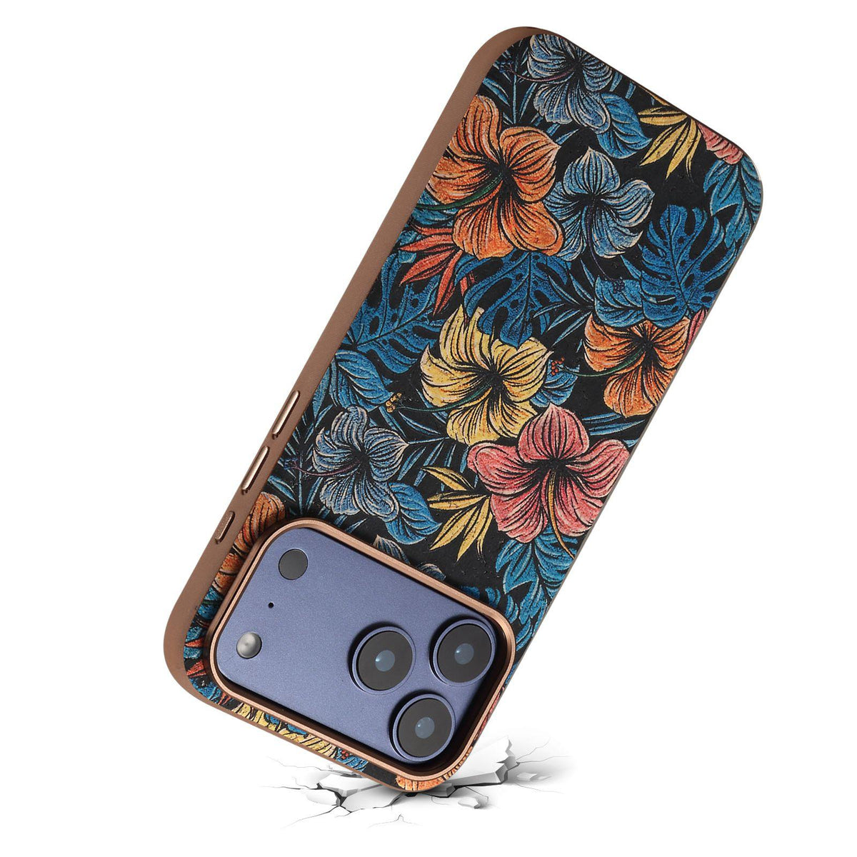 Compatible with iPhone 18 Pro Max Denior Vintage Boho Embroidery Style Magnetic Protective Phone Case - Blue