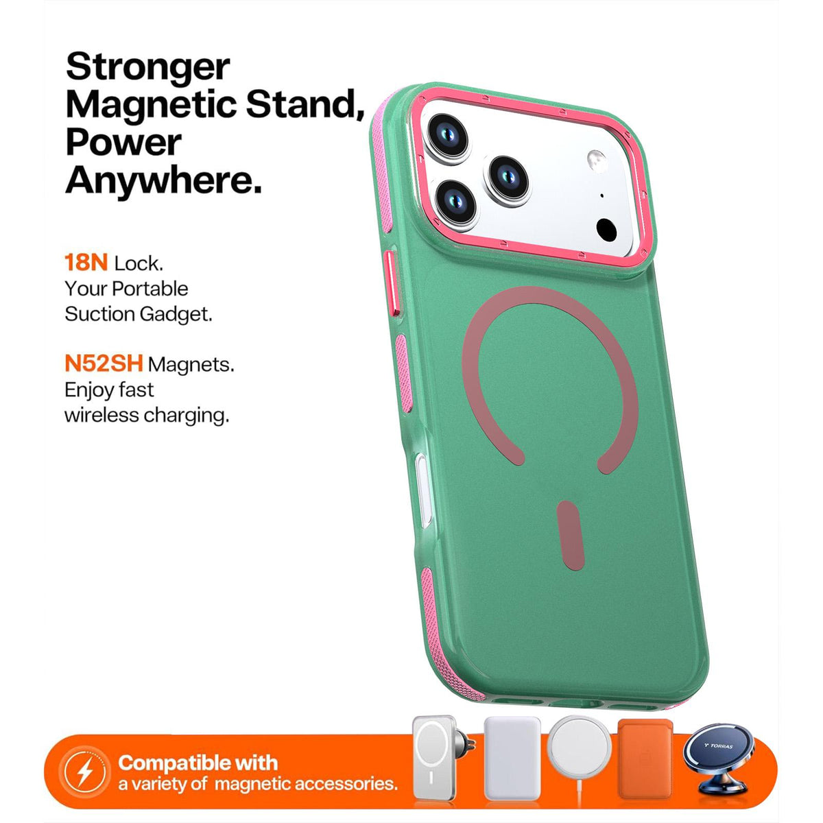 Compatible with iPhone 18 Pro Max Two-tone Contrast Magnetic Phone Case - Green