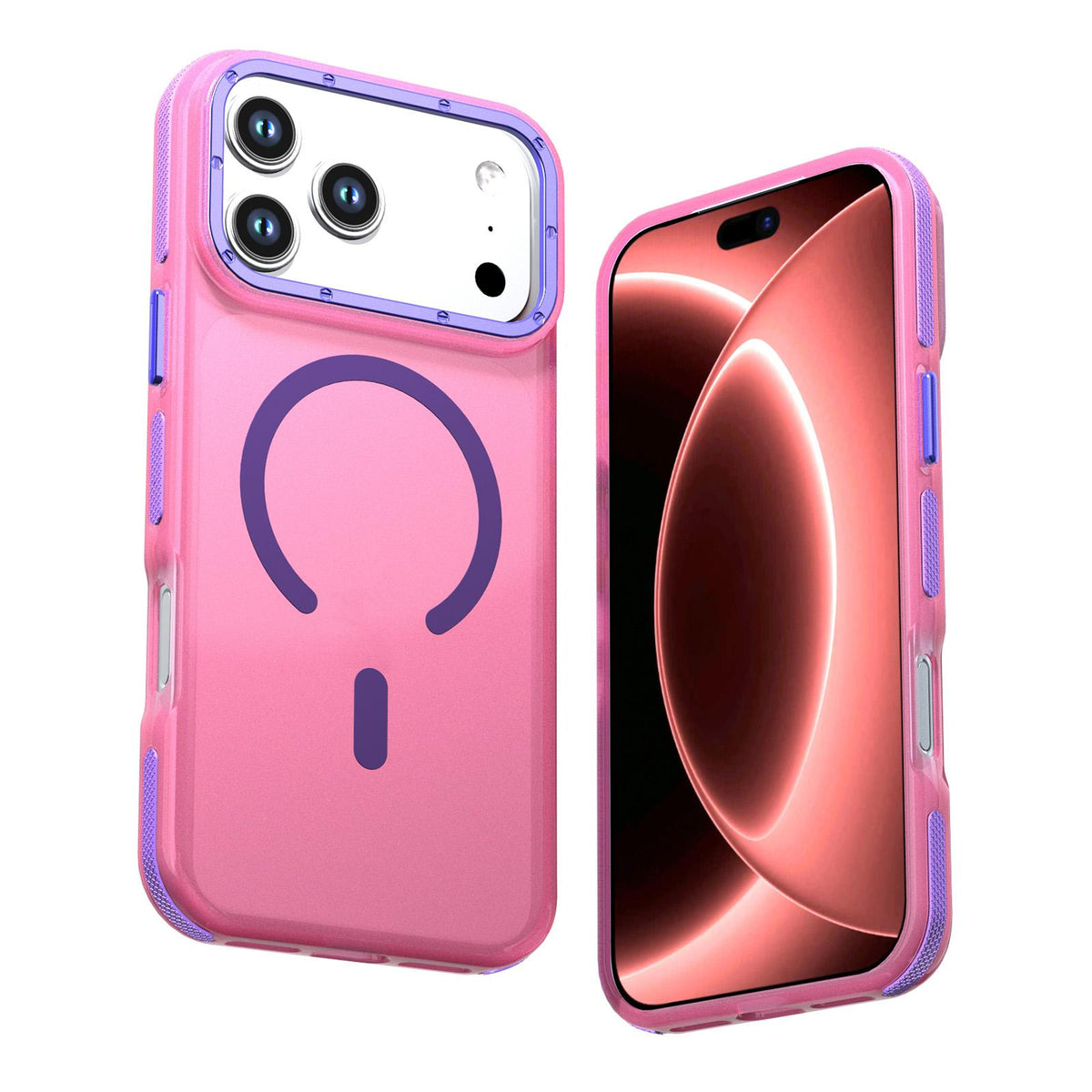 Compatible with iPhone 18 Pro Two-tone Contrast Magnetic Phone Case - Pink