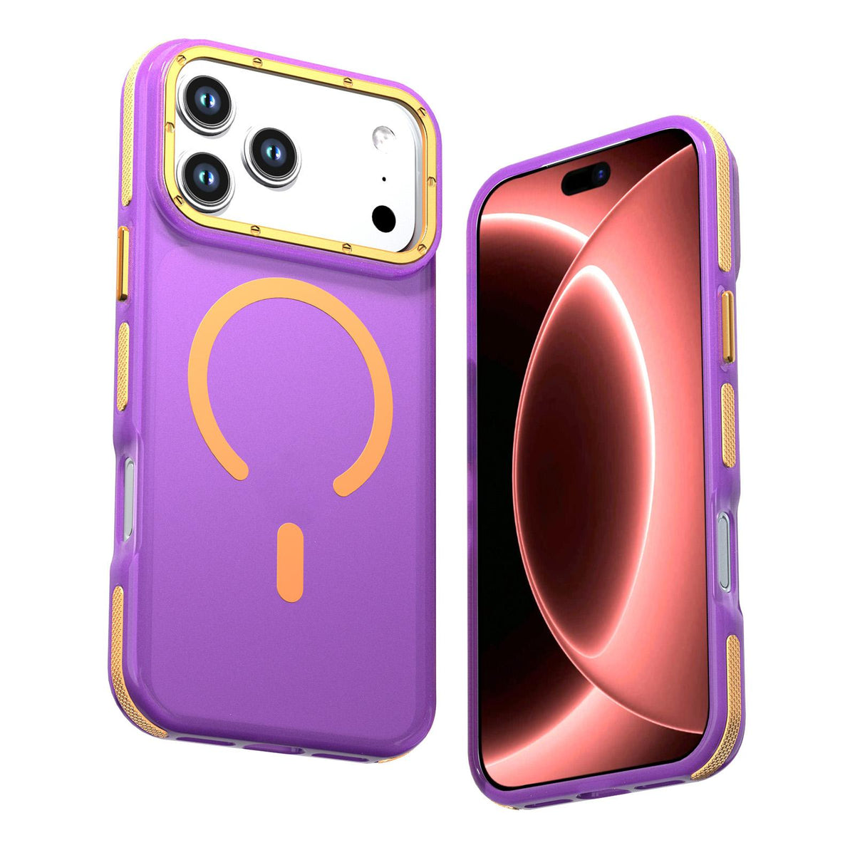Compatible with iPhone 18 Pro Two-tone Contrast Magnetic Phone Case - Purple