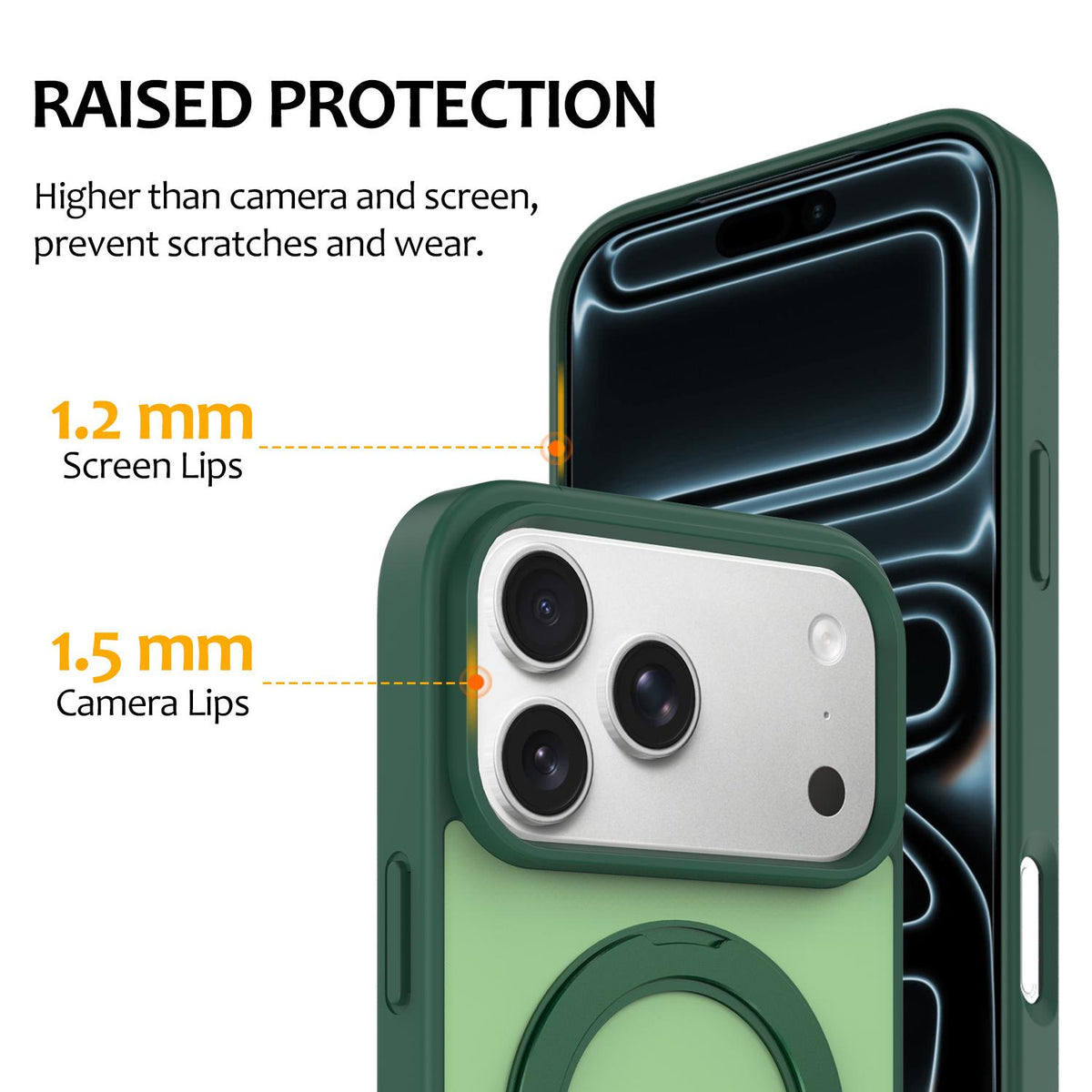 Compatible with iPhone 18 Pro Max Skin Feel Revolving Kickstand Magnetic Phone Case - Green