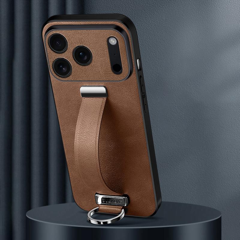 Compatible with iPhone 18 Pro Max SULADA PC Dual-Layer Leather Texture Skin Feel Precise Hole Phone Case - Brown