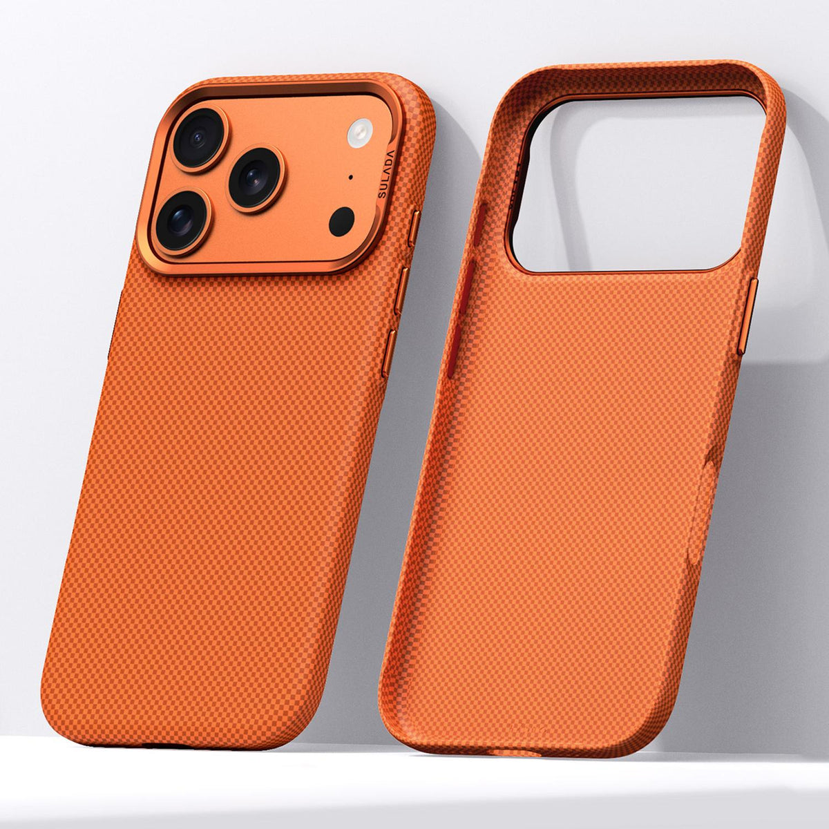 Compatible with iPhone 18 Pro Max SULADA Kevlar Grid Patterned Skin Feel Phone Case - Orange
