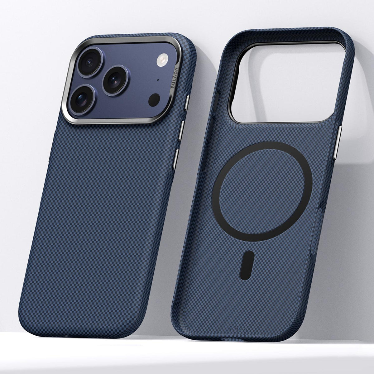 Compatible with iPhone 18 Pro Max SULADA Kevlar Grid Patterned Skin Feel Magnetic Phone Case - Blue