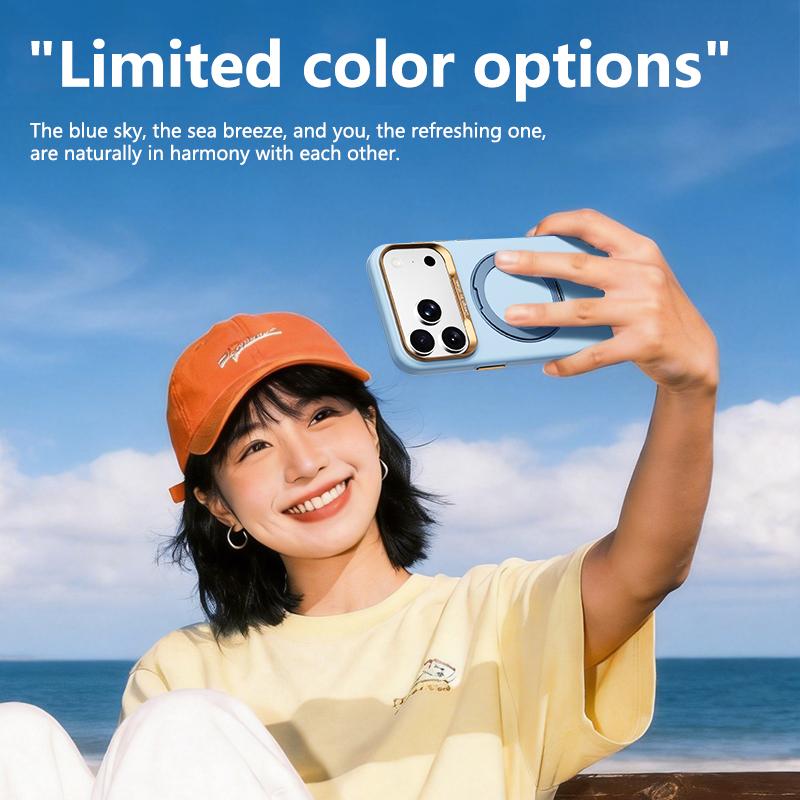 Compatible with iPhone 18 Pro Max ABEEL Lightweight Zero Skin Feel Magnetic PC Phone Case with Holder - Yellow