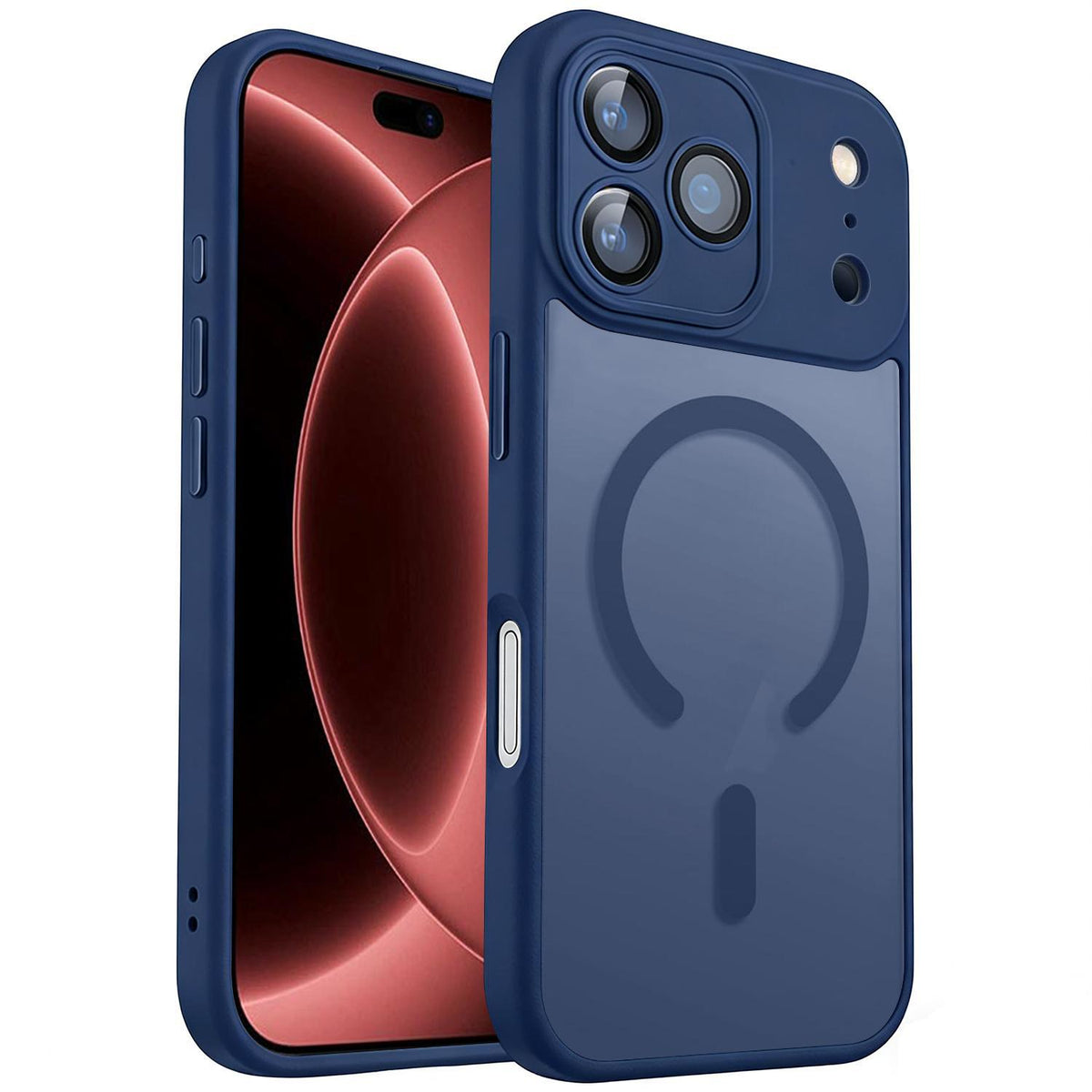 Compatible with iPhone 18 Pro Max XDcase Skin Feel Magnetic Frosted Phone Case with Lens Film - Midnight Blue