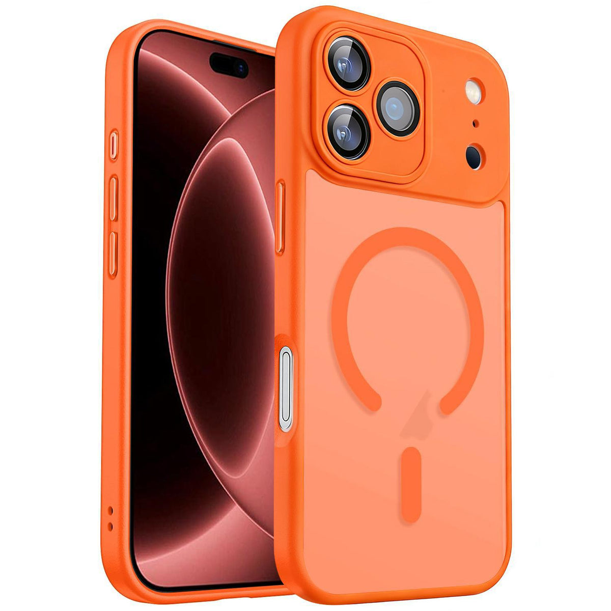 Compatible with iPhone 18 Pro Max XDcase Skin Feel Magnetic Frosted Phone Case with Lens Film - Orange