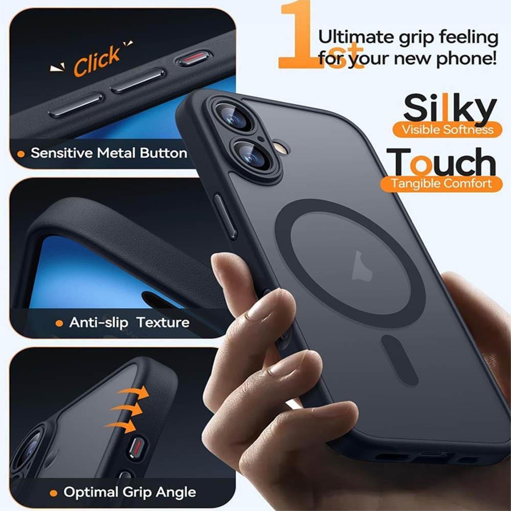 Compatible with iPhone 18 Pro Max XDcase Skin Feel Magnetic Frosted Phone Case with Lens Film - White