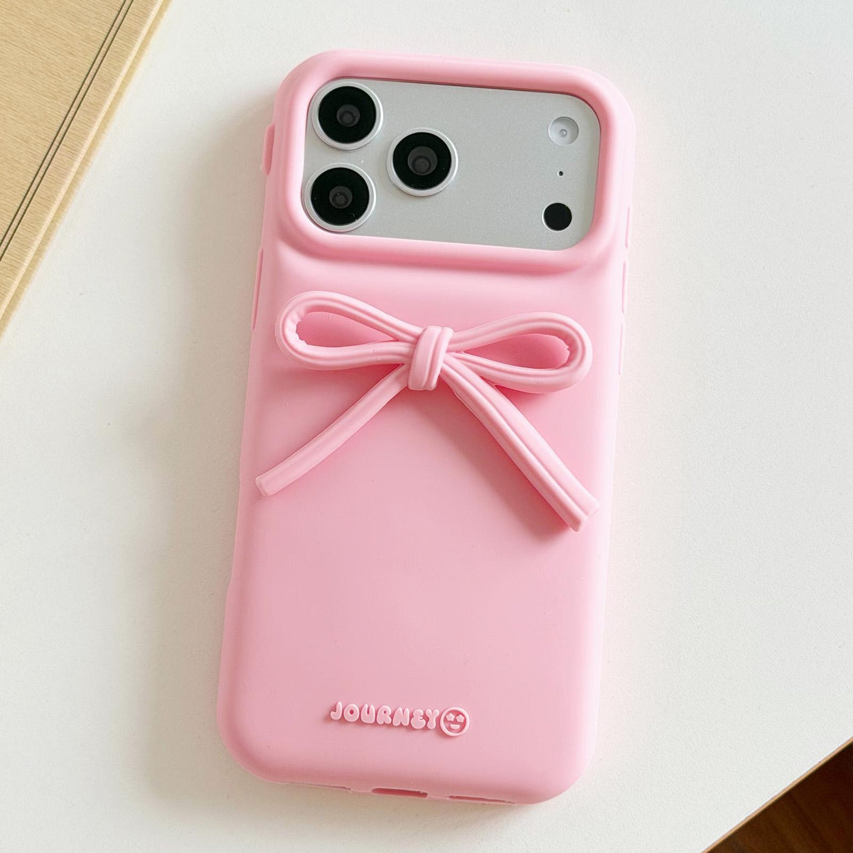 Compatible with iPhone 18 Pro Max & 17 Pro Max Bow TPU Dual-Layer PC Bulge Phone Case - Pink