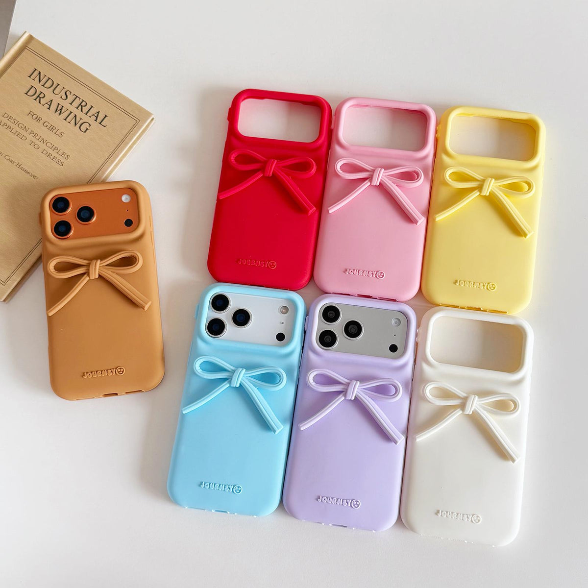 Compatible with iPhone 18 Pro Max & 17 Pro Max Bow TPU Dual-Layer PC Bulge Phone Case - Yellow
