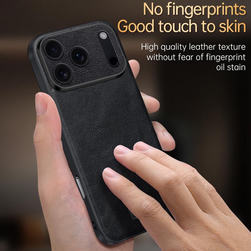 Compatible with iPhone 18 Pro Max SULADA Shockproof TPU Dual-Layer Handmade Leather Precise Hole Phone Case - Red