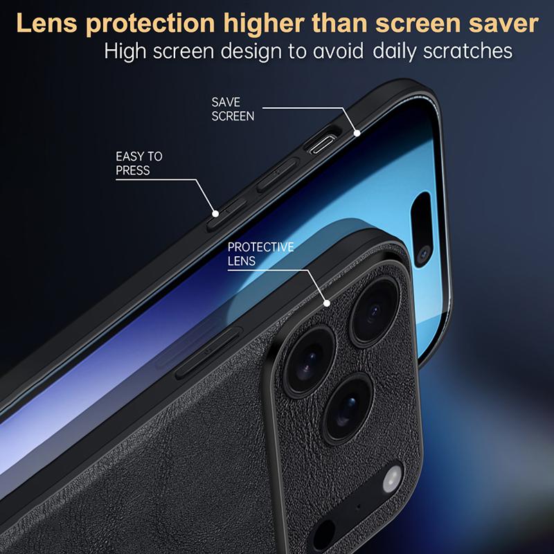 Compatible with iPhone 18 Pro Max SULADA Shockproof TPU Dual-Layer Handmade Leather Precise Hole Phone Case - Red