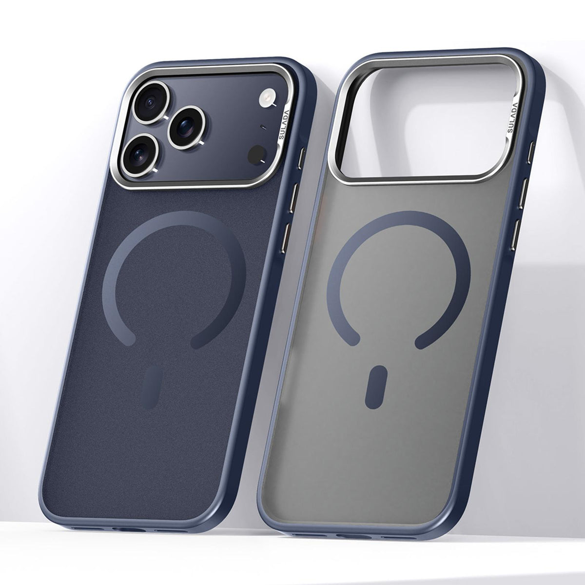 Compatible with iPhone 18 Pro Max SULADA Light Sand MagSafe Magnetic PC Dual-Layer TPU Phone Case - Dark Blue