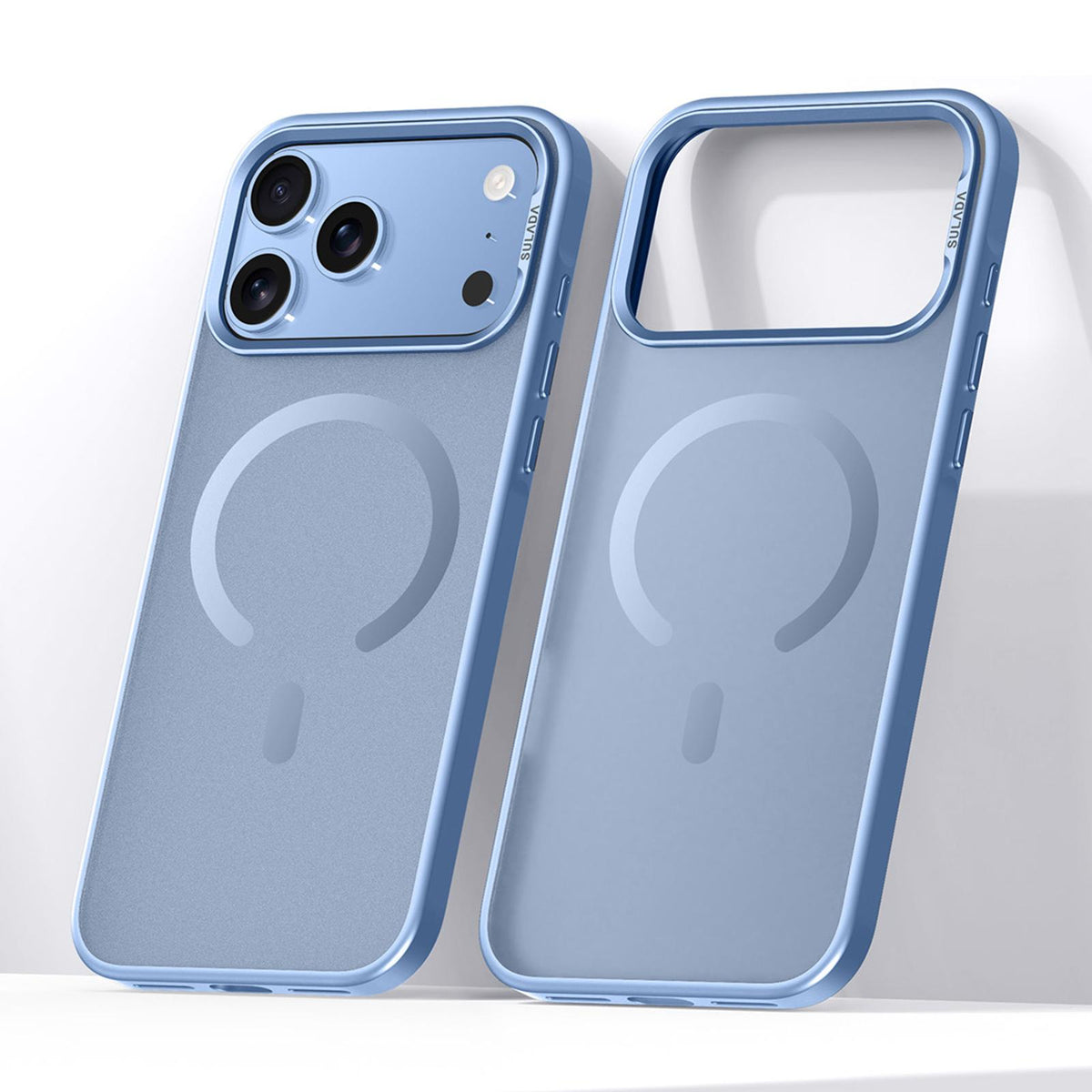 Compatible with iPhone 18 Pro Max SULADA Light Sand MagSafe Magnetic PC Dual-Layer TPU Phone Case - Light Blue