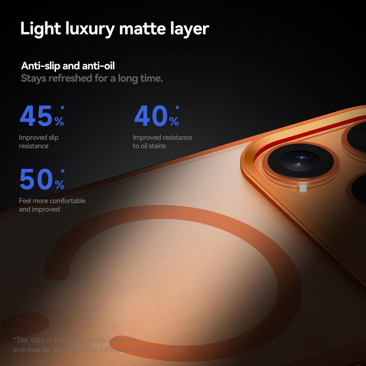 Compatible with iPhone 18 Pro Max SULADA Light Sand MagSafe Magnetic PC Dual-Layer TPU Phone Case - Orange