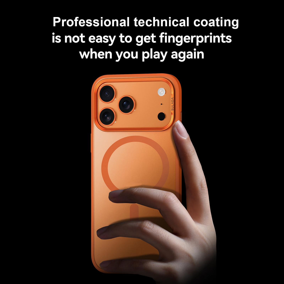 Compatible with iPhone 18 Pro Max SULADA Light Sand MagSafe Magnetic PC Dual-Layer TPU Phone Case - Orange