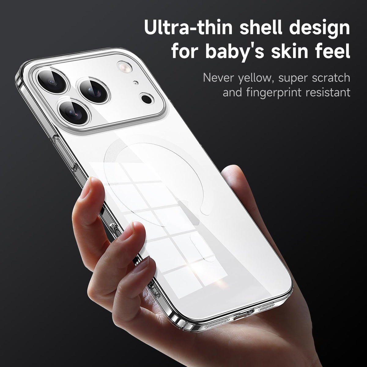 Compatible with iPhone 18 Pro Max SULADA Crystal-Coated Clear PC Dual-Layer TPU Phone Case - Transparent