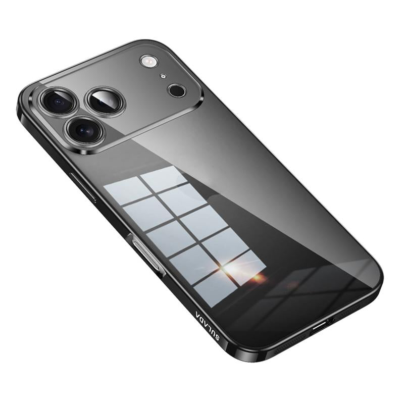 Compatible with iPhone 18 Pro SULADA Shine Through Series Plating TPU Transparent Phone Case - Space Black