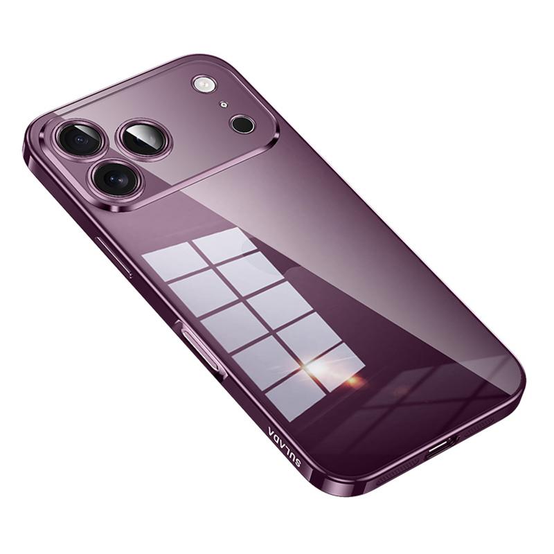 Compatible with iPhone 18 Pro Max SULADA Shine Through Series Plating TPU Transparent Phone Case - Dark Purple