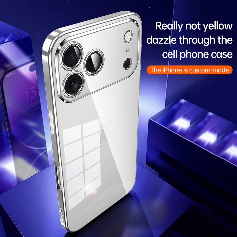 Compatible with iPhone 18 Pro Max SULADA Shine Through Series Plating TPU Transparent Phone Case - Orange